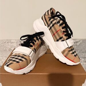 Burberry Regis Check Sneakers with Black and White Accents - Women’s